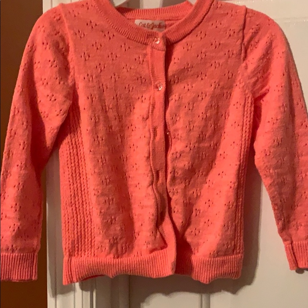 Orange eyelet cardigan
